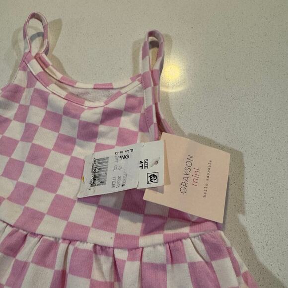 Grayson Mini Toddler Girl 4T Checkered Pink Dress NWT - Picture 3 of 5